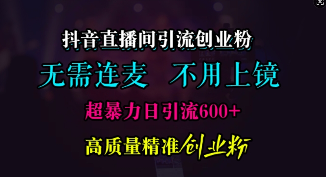 抖音直播间引流创业粉，无需连麦、无需上镜，超暴力日引流600+高质量精准创业粉【揭秘】-猫抓网赚