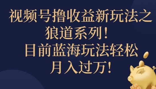 视频号暴力撸收益新玩法之狼道系列，目前蓝海玩法轻松月入过万-猫抓网赚